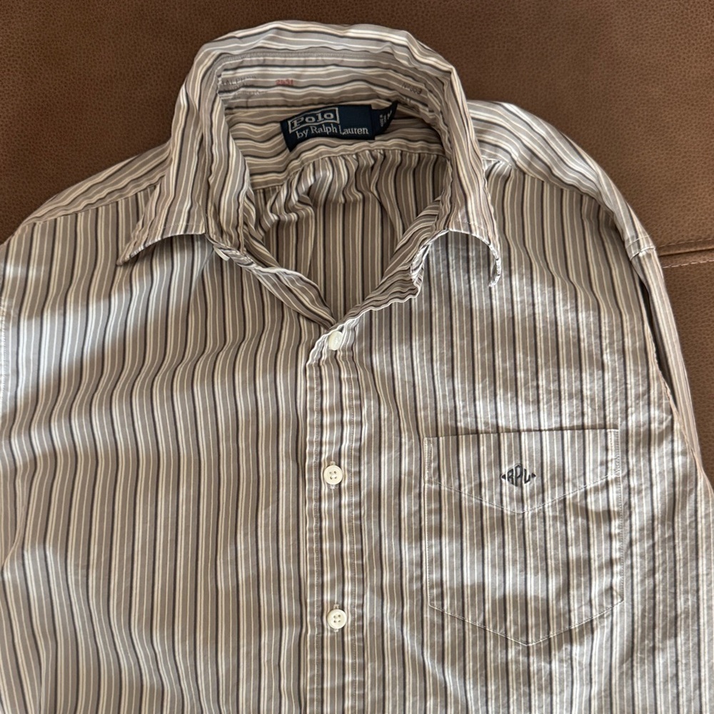 Ralph Lauren Men's Brown Striped Button-Down Shirt